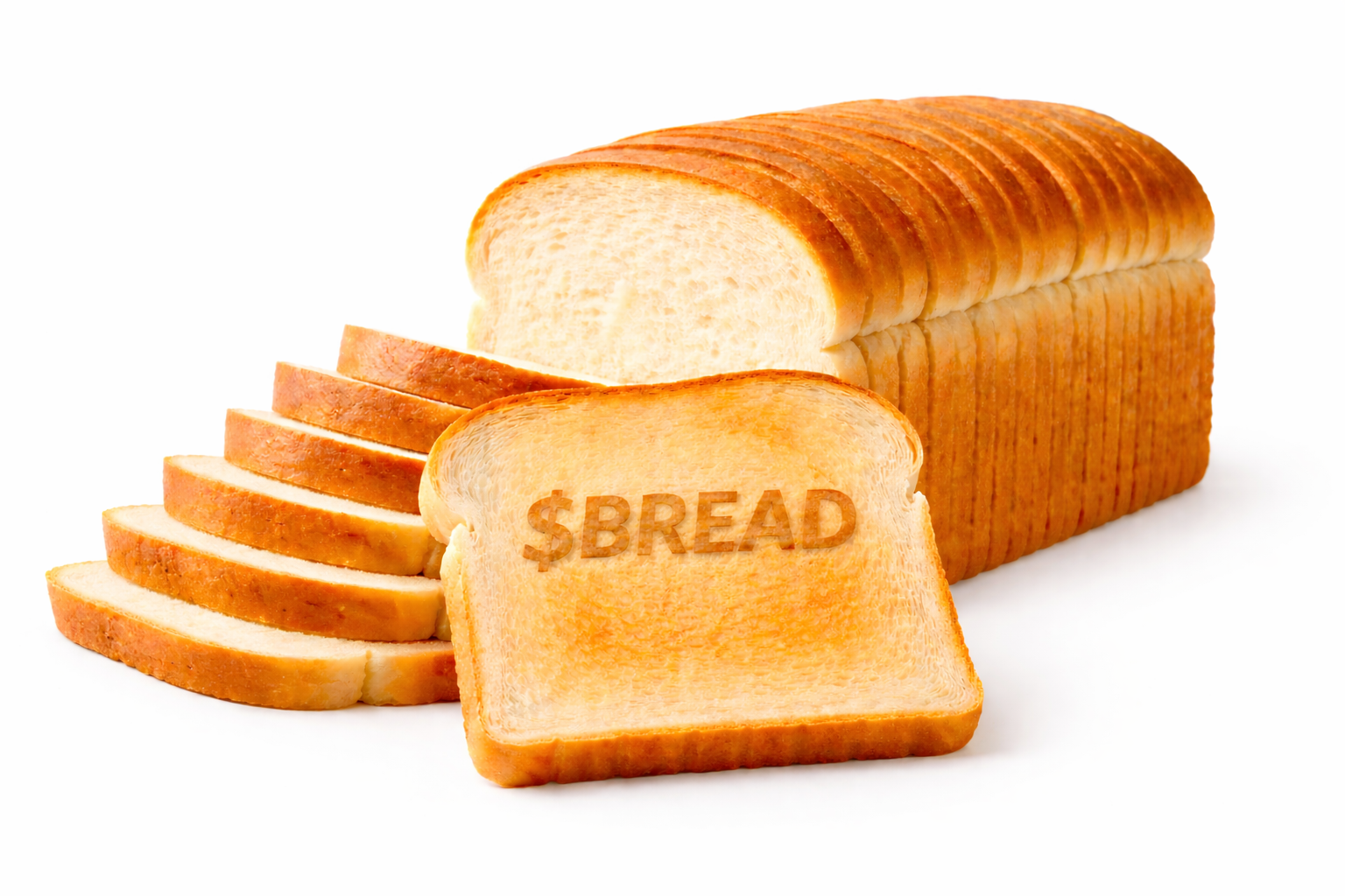 Half loaf sliced bread with one piece standing off by itself